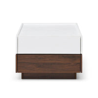 Table basse rotative moderne avec deux compartiments de rangement cachés et deux tiroirs