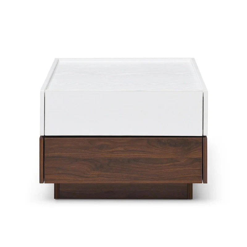 Table basse rotative moderne avec deux compartiments de rangement cachés et deux tiroirs