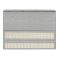 Lit escamotable gris deux places avec rangements modulables et grands tiroirs