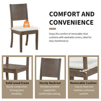 Ensemble de table à manger 6 pièces de style moderne avec 4 chaises à coussins amovibles, étagère de rangement et banc