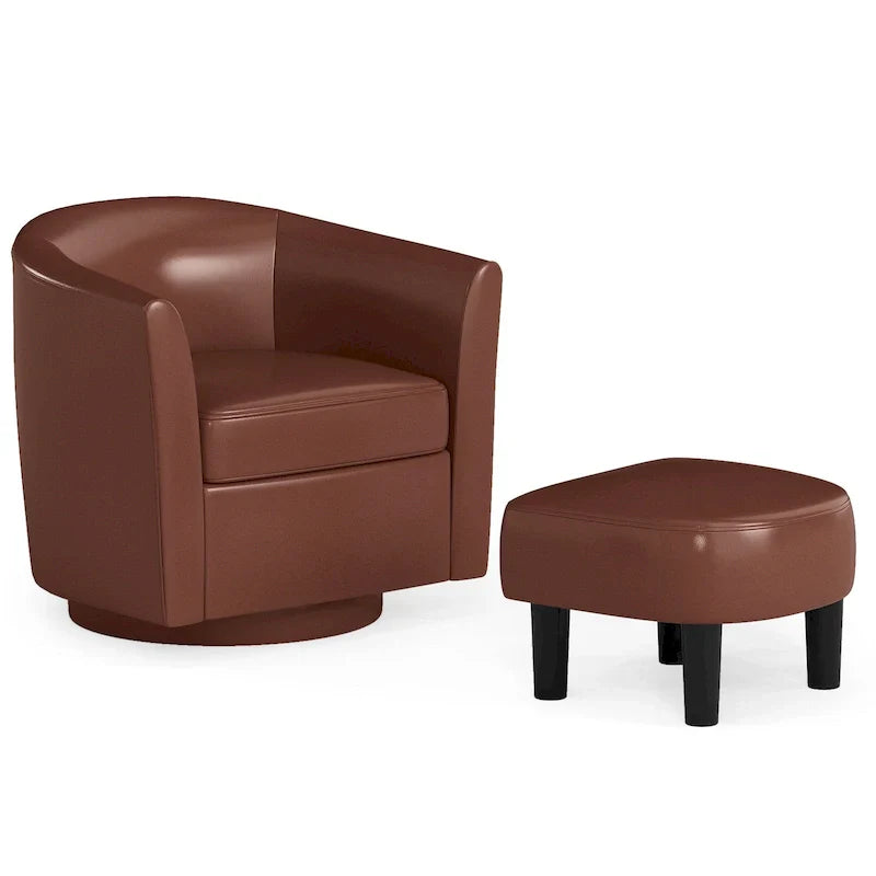 Fauteuil d'appoint pivotant moderne avec ottoman pour salon ou chambre