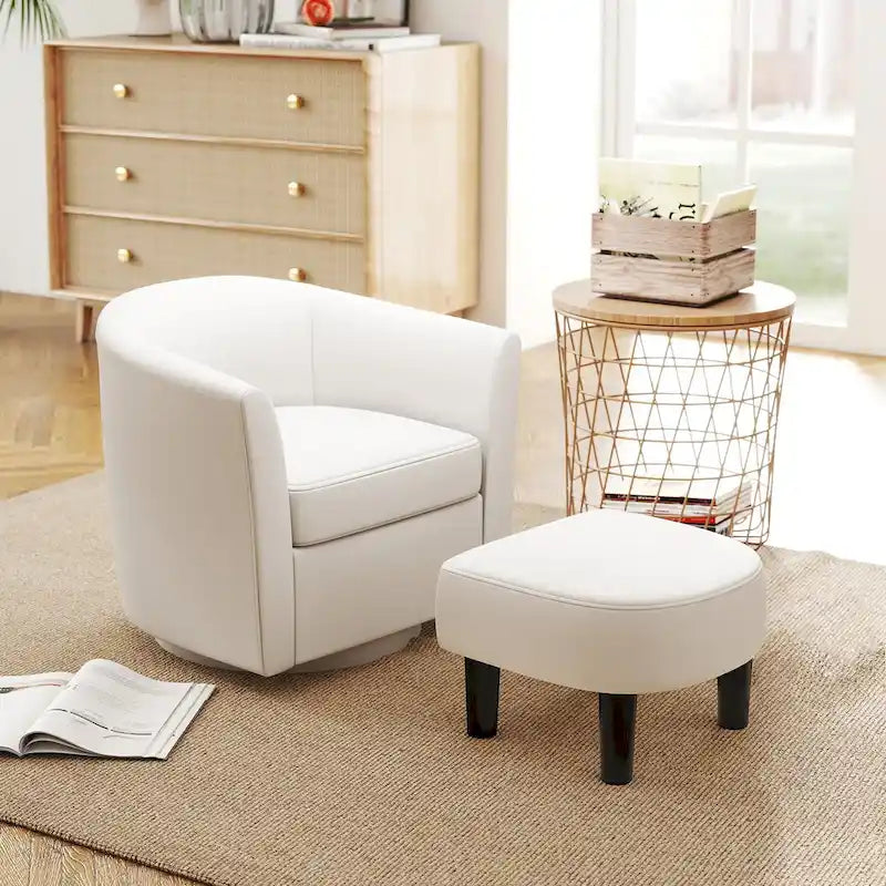 Fauteuil d'appoint pivotant moderne avec ottoman pour salon ou chambre