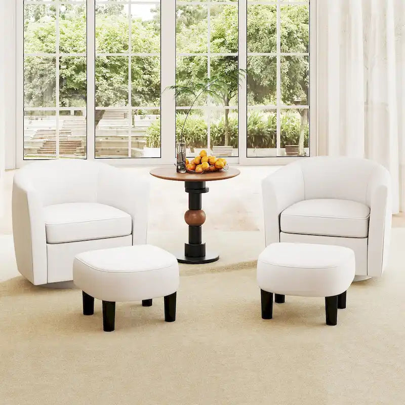 Fauteuil d'appoint pivotant moderne avec ottoman pour salon ou chambre