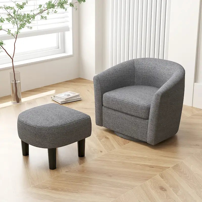 Fauteuil d'appoint pivotant moderne avec ottoman pour salon ou chambre