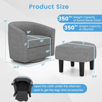 Fauteuil d'appoint pivotant moderne avec ottoman pour salon ou chambre