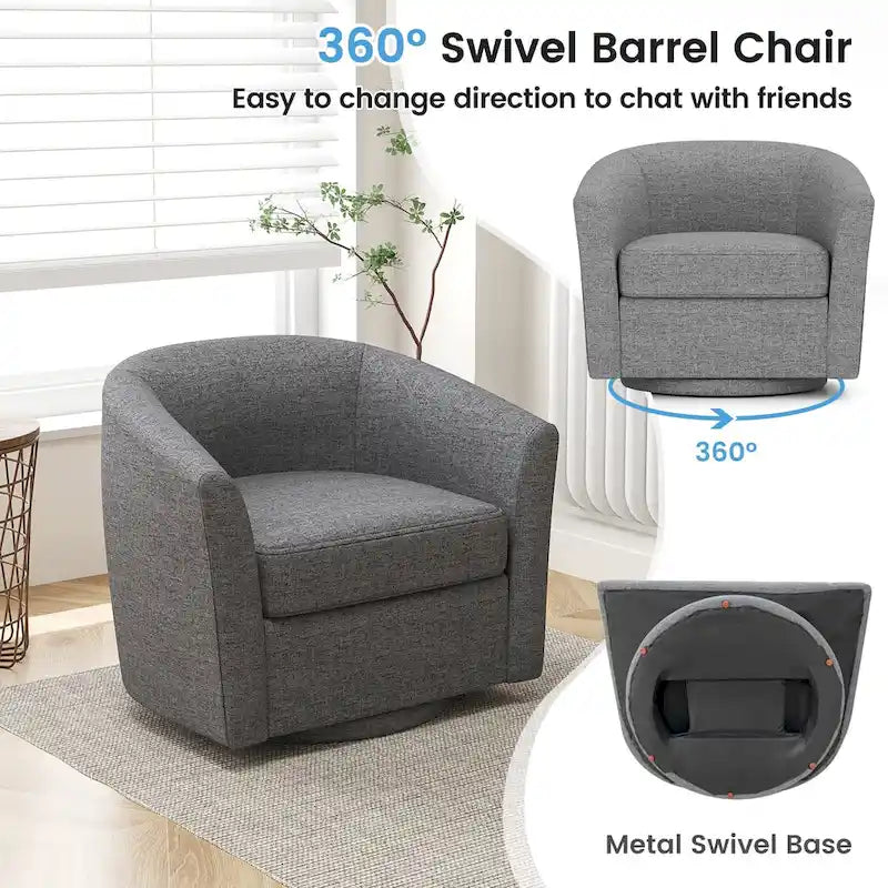Fauteuil d'appoint pivotant moderne avec ottoman pour salon ou chambre