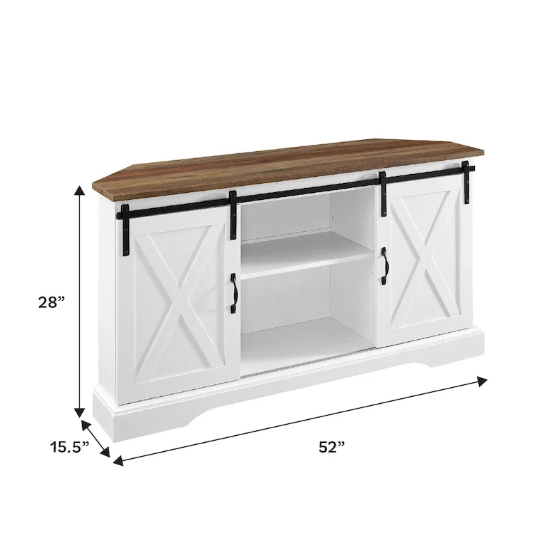 Meuble TV d'angle Middlebrook avec porte de grange coulissante de 52 pouces