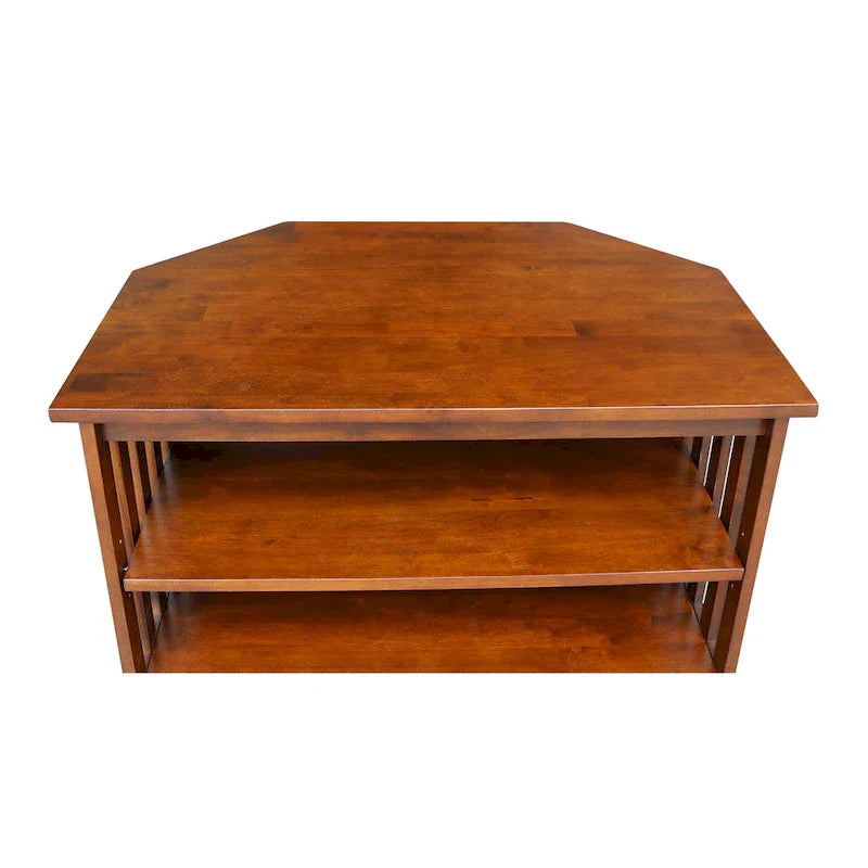 Meuble TV d'angle en bois massif de style Mission