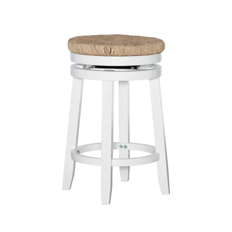 Tabouret de comptoir pivotant sans dossier Maya avec assise en jonc de mer