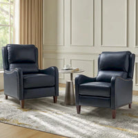 Fauteuil inclinable Brigida moderne en cuir véritable avec clous décoratifs et repose-pieds réglable (lot de 2) par HULALA HOME