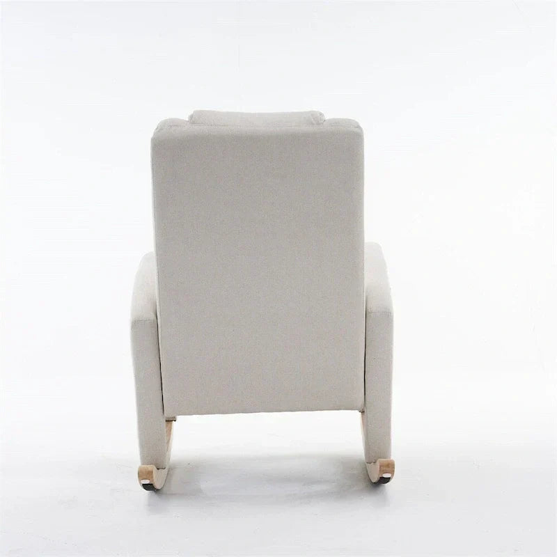 Fauteuil à Bascule d'Allaitement Ergonomique en Tissu avec Repose-Pieds Réglable