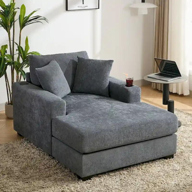 Chaise longue surdimensionnée en trois tailles avec coussins