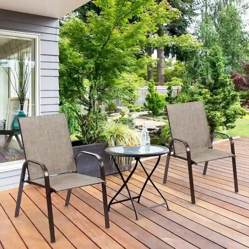 Costway Lot de 4 chaises de patio jardin terrasse cour avec accoudoir - Voir détails
