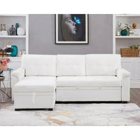 Canapé sectionnel réversible avec lit escamotable, méridienne de rangement dissimulée, pieds durables,