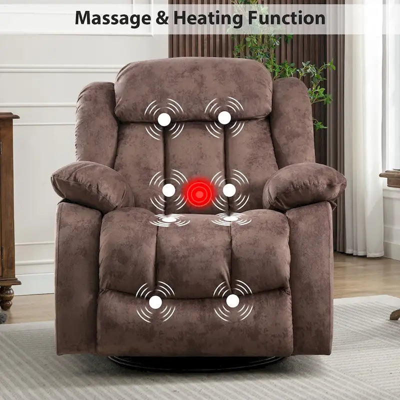 Fauteuil Inclinable à Bascule de Massage Manuel Pivotant 360° avec Chaleur et Vibration
