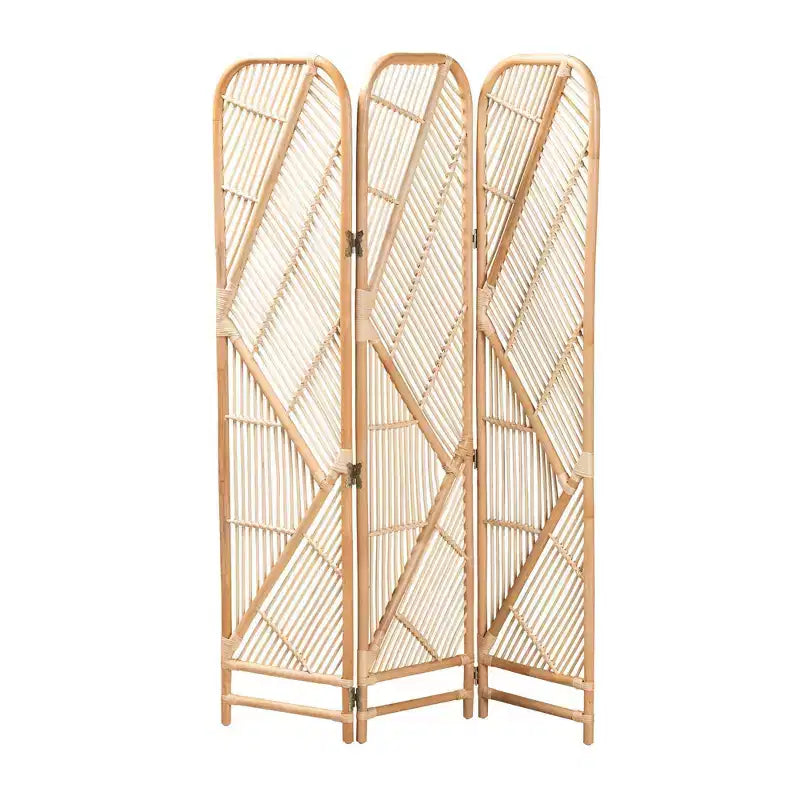 bali & pari Firenze Cloison de Séparation en Rotin Marron Naturel: Fabriqué à la main, Trois Panneaux, Design Bohème, Aucun Assemblage Requis