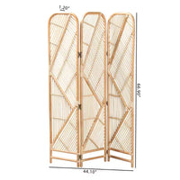 bali & pari Firenze Cloison de Séparation en Rotin Marron Naturel: Fabriqué à la main, Trois Panneaux, Design Bohème, Aucun Assemblage Requis
