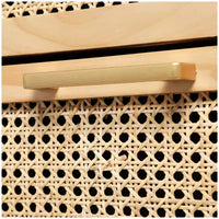 Meuble en bois Olivia & May de 32 pouces : Tiroirs en rotin, touches dorées, aucun assemblage requis.