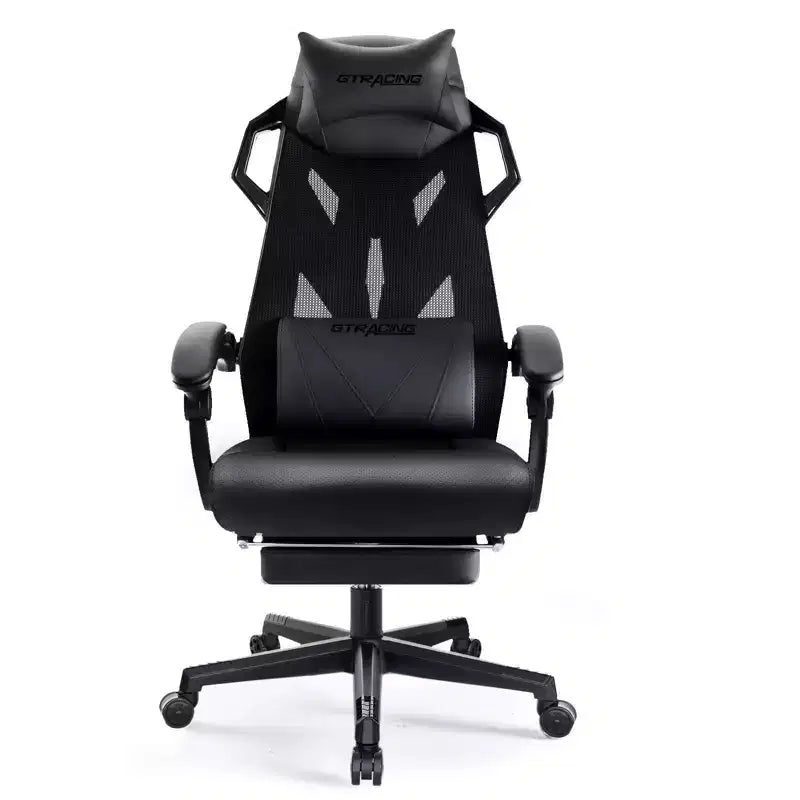 Chaise de jeu GTRACING, chaise d'ordinateur en maille, inclinable ergonomique avec repose-pieds noir