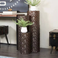 Olivia & May Table piédestal haute et fine en métal abstrait : lot de 4, sans montage, style industriel