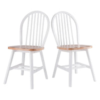 Windsor - Ensemble de 2 chaises, naturel et blanc