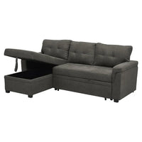 Canapé sectionnel convertible réversible avec lit escamotable, méridienne de rangement dissimulée et pieds durables