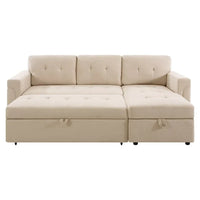 Canapé sectionnel réversible avec lit escamotable, méridienne de rangement dissimulée, pieds durables,