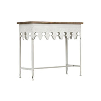 Console en métal finition zinc et bois à bord festonné