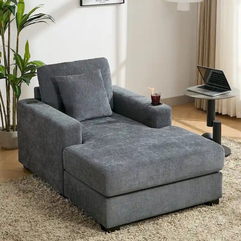 Chaise longue surdimensionnée en trois tailles avec coussins
