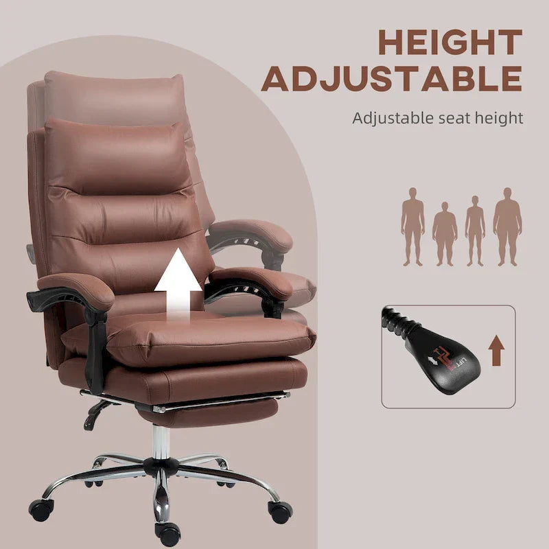Vinsetto Chaise de bureau de massage inclinable chauffante à vibration en microfibre