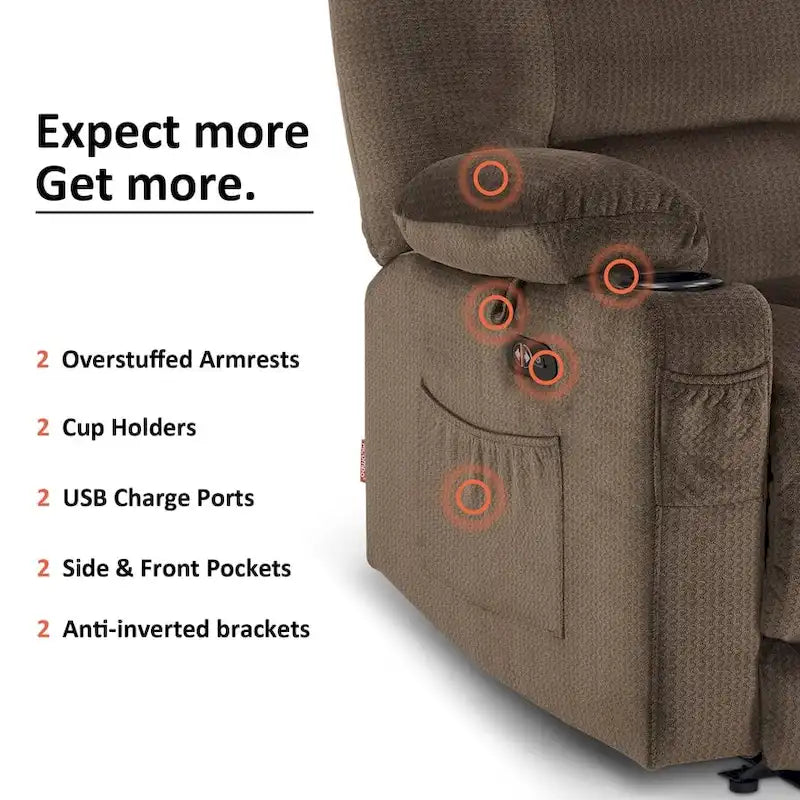 Causeuse Inclinable Électrique MCombo avec Chaleur et Massage, Tissu PR648