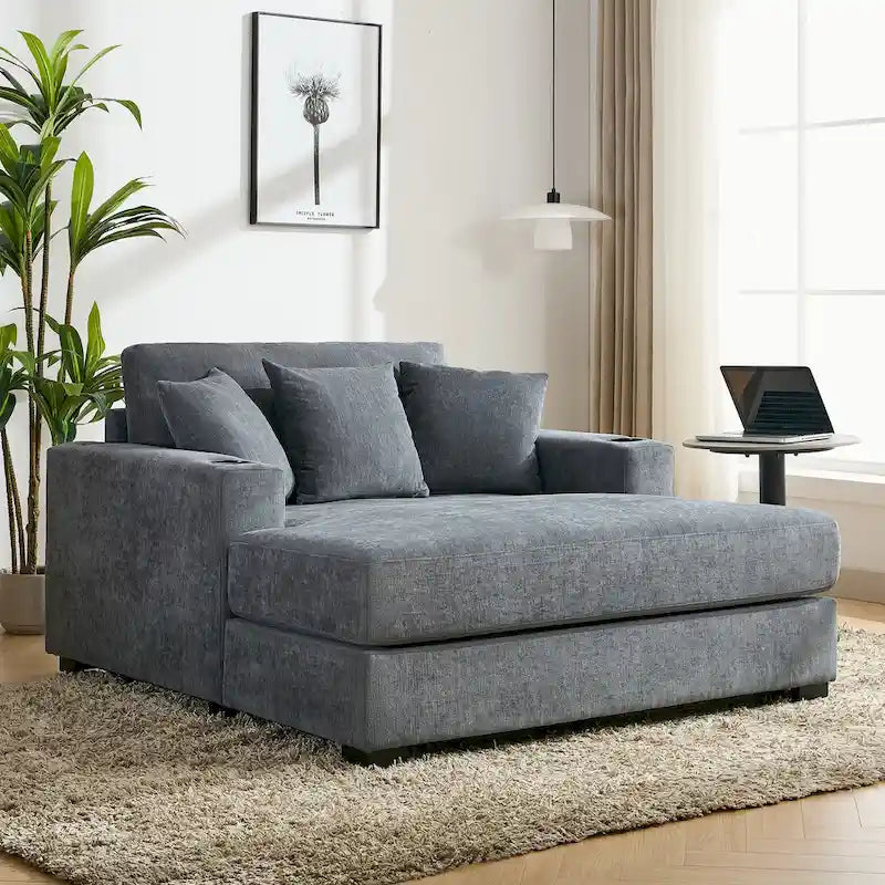 Chaise longue surdimensionnée en trois tailles avec coussins