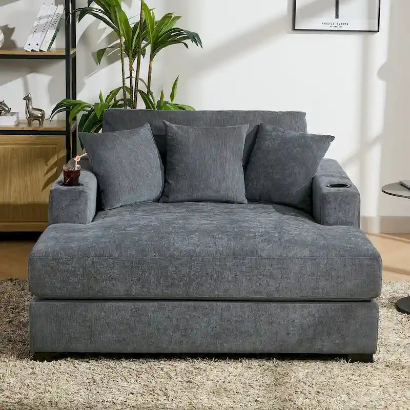 Chaise longue surdimensionnée en trois tailles avec coussins