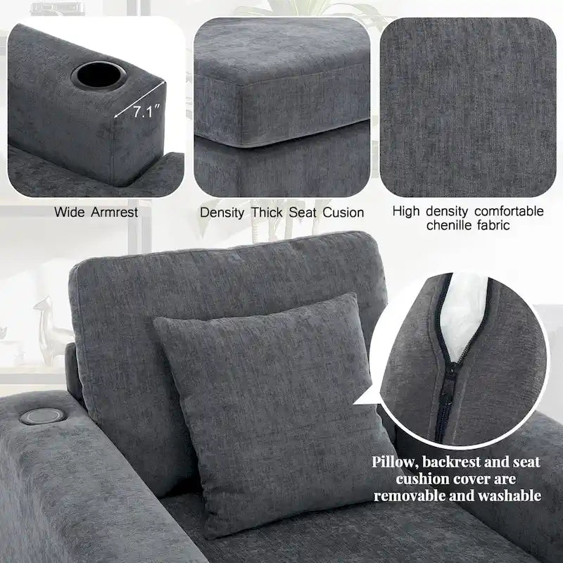 Chaise longue surdimensionnée en trois tailles avec coussins