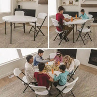 Table ronde pliante Lifetime de 48 pouces, qualité commerciale légère, intérieure/extérieure, blanche