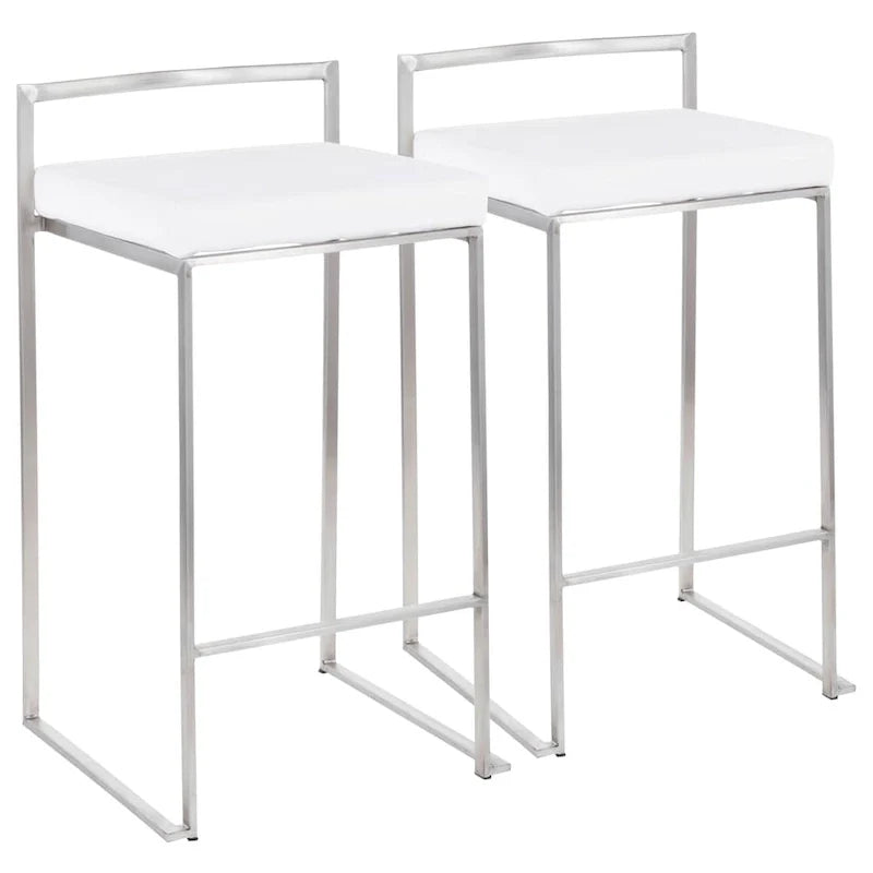 Tabouret de comptoir Silver Orchid Forrest en acier inoxydable empilable et entièrement soudé (lot de 2)