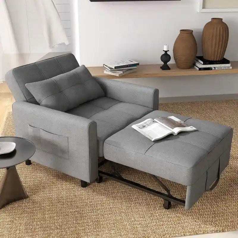 Fauteuil-lit escamotable 3 en 1, fauteuil convertible réglable pliable, canapé de détente capitonné