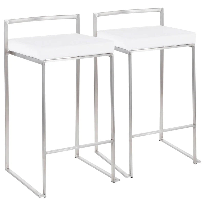 Tabouret de comptoir Silver Orchid Forrest en acier inoxydable empilable et entièrement soudé (lot de 2)