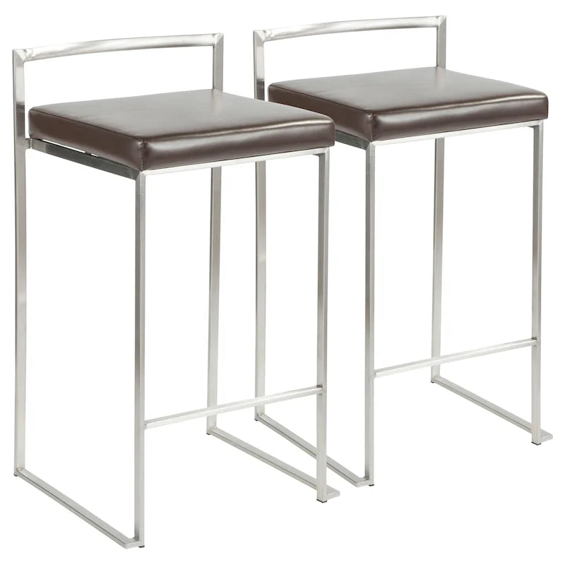 Tabouret de comptoir Silver Orchid Forrest en acier inoxydable empilable et entièrement soudé (lot de 2)