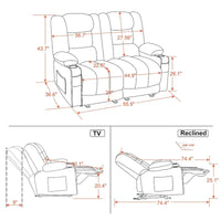 Causeuse Inclinable Électrique MCombo avec Chaleur et Massage, Tissu PR648