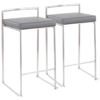 Tabouret de comptoir Silver Orchid Forrest en acier inoxydable empilable et entièrement soudé (lot de 2)