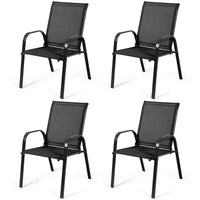 Costway Lot de 4 chaises de patio jardin terrasse cour avec accoudoir - Voir détails