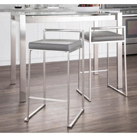 Tabouret de comptoir Silver Orchid Forrest en acier inoxydable empilable et entièrement soudé (lot de 2)
