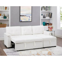 Canapé sectionnel réversible avec lit escamotable, méridienne de rangement dissimulée, pieds durables,