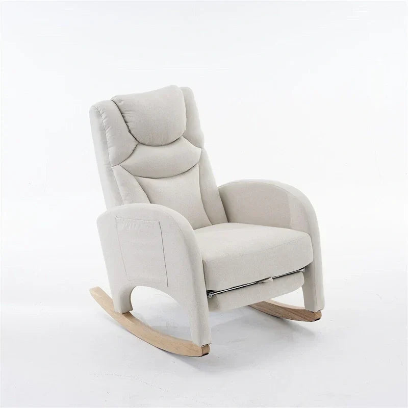 Fauteuil à Bascule d'Allaitement Ergonomique en Tissu avec Repose-Pieds Réglable