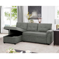 Canapé sectionnel réversible avec lit escamotable, méridienne de rangement dissimulée, pieds durables,