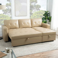 Canapé sectionnel réversible avec lit escamotable, méridienne de rangement dissimulée, pieds durables,