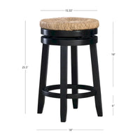 Tabouret de comptoir pivotant sans dossier Maya avec assise en jonc de mer