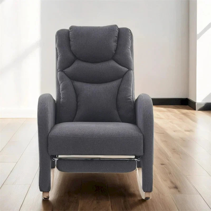 Fauteuil à Bascule d'Allaitement Ergonomique en Tissu avec Repose-Pieds Réglable