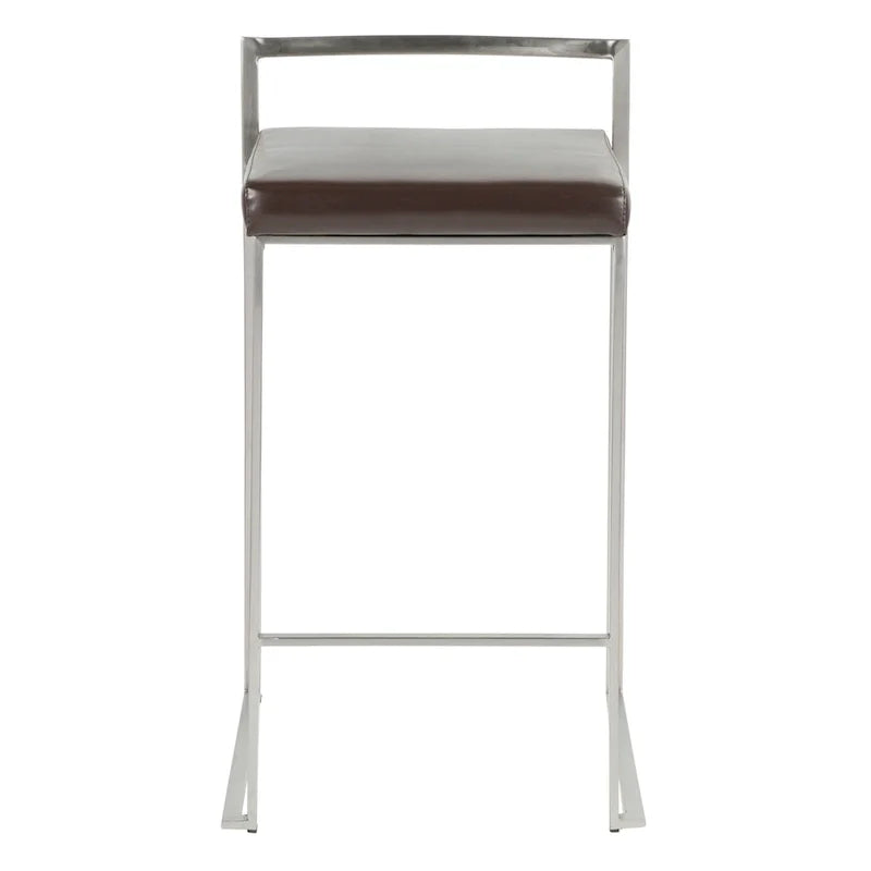 Tabouret de comptoir Silver Orchid Forrest en acier inoxydable empilable et entièrement soudé (lot de 2)